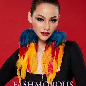 Handmade Two-Tone Feather Dangle Earrings: Boho Statement Jewelry