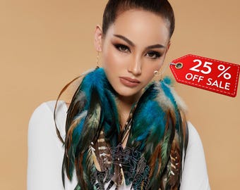 Blue Feather Dangle Earrings: Boho Festival Statement Jewelry