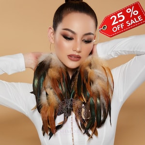 Boho Chic Feather Dangle Earrings: Natural Brown, Cruelty-Free