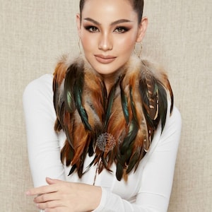 Kolczyki z piórami w stylu boho chic: naturalny brąz, nietestowane na zwierzętach