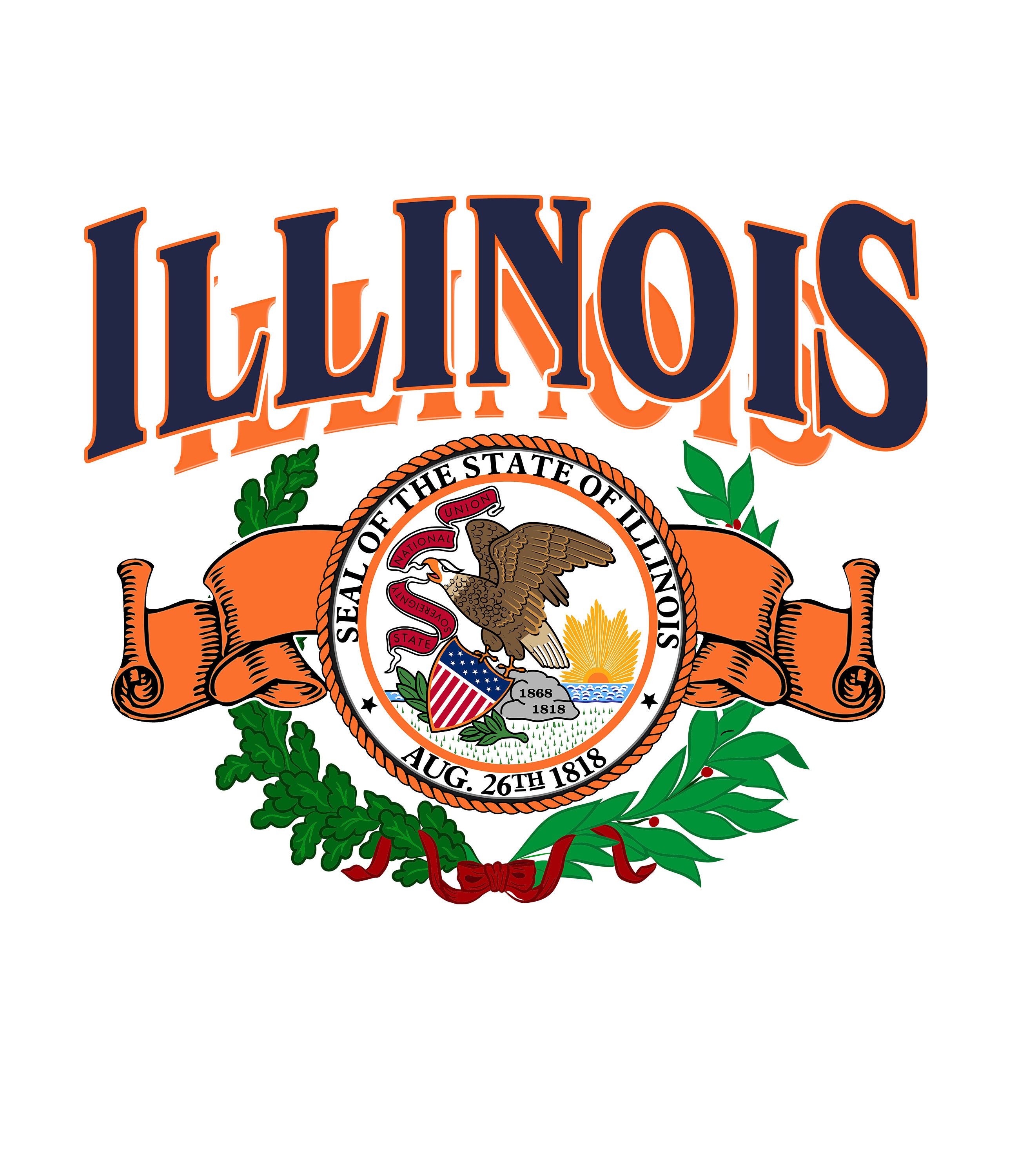 Illinois Fighting Illini Chief Illiniwek 4.5x4.5 in Metallic Decal