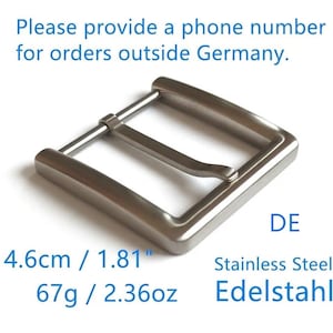 Hebilla de cinturón de acero inoxidable de primera calidad: 46 mm / 1,8" / Hebilla modular / Hebilla para cinturón DIY / Una sola punta / Hebilla resistente / Hipoalergénica