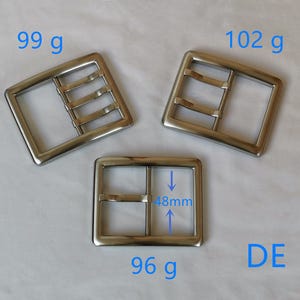 Stainless steel center bar buckle Single double triple prong heavy duty tool belt allergy free made in Germany 48 mm 4.8 cm 1.9&quot; 1.9 inch