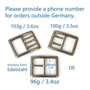 Hebilla de cinturón de barra central de acero inoxidable premium: Hebilla de cinturón modular de 48 mm y 19" de ancho, de una sola punta, doble y triple, con piezas de hebilla resistentes.