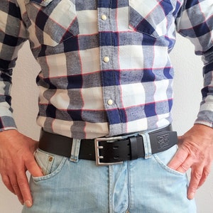 4.5 cm Genuine Leather Belt, Custom made, Double Prong, Tool Belt, Leather belt made to measure Leather belt with double prong, Allergy free, Nickel free
