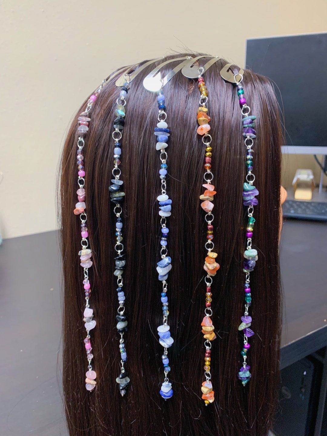 Hippie Crystal Hair Beads Crystal Clip in Hairbeads Crystal Etsy
