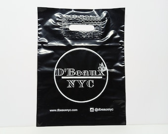 50 Custom Shop Bag 12x16&quot; Plastic Bags with Your Logo Retail Sales Cheap Handle Bags Gift Custom Shopping Bags
