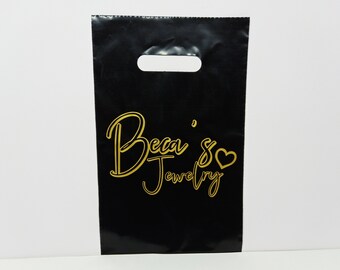 Cheap Bags With Your Logo 50 pcs 8x12&quot; Black Custom Plastic Bags Merchandise Retail Sales Handle Bags Custom Shopping Bags