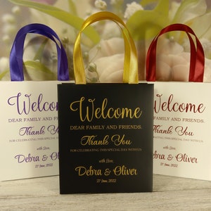 20 Bachelorette Party Bags with satin ribbon handles Welcome Bags Wedding Bridesmaids Gift Bags Thank You Bags