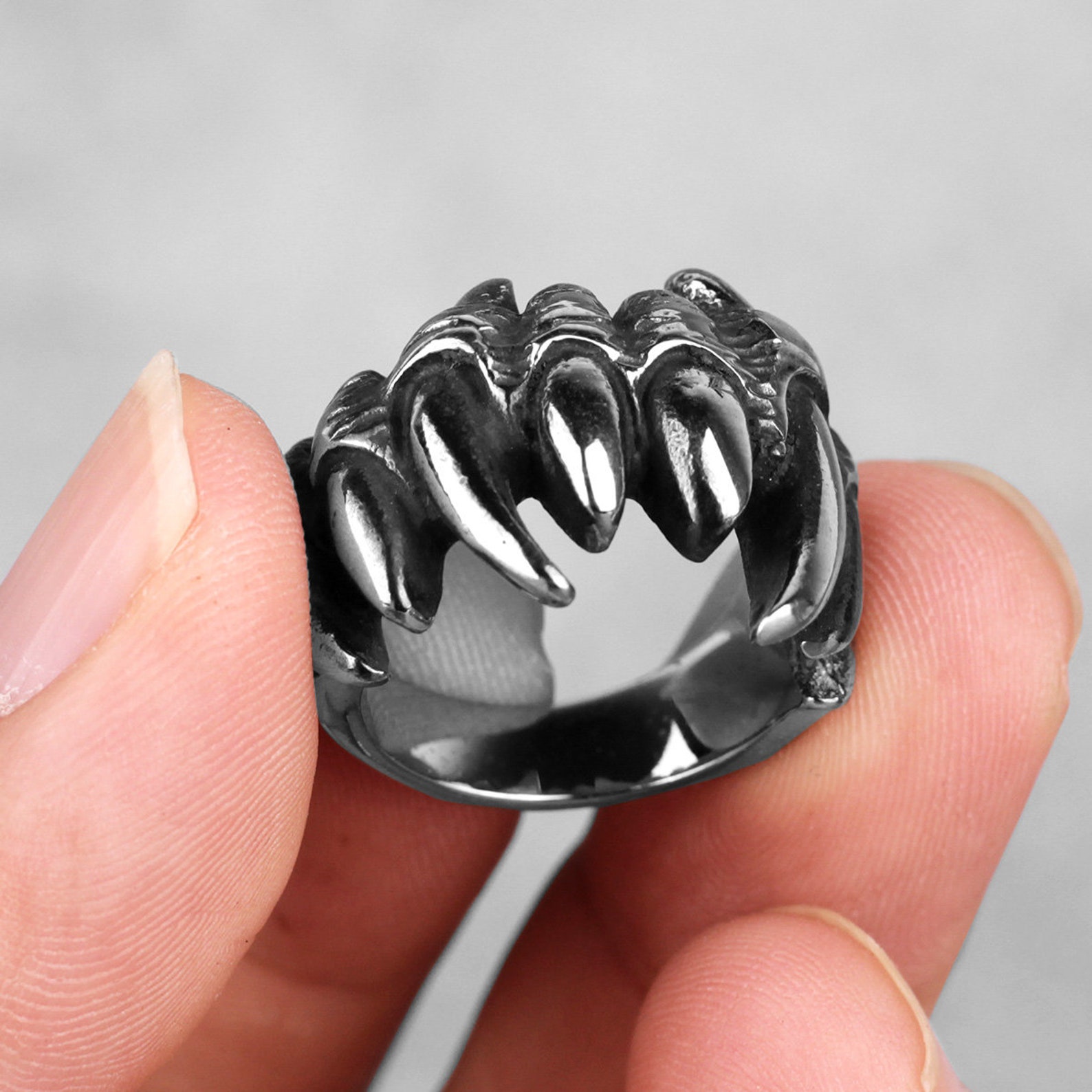 Jaws Ring Vampire Teeth Ring Monster Colgs Ring Brutal Etsy