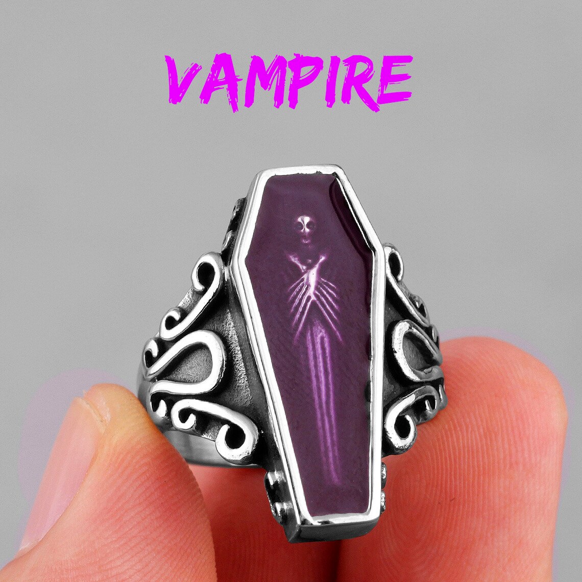 Vampire Coffin Ring. Stainless Steel Ghost Ring. Etsy