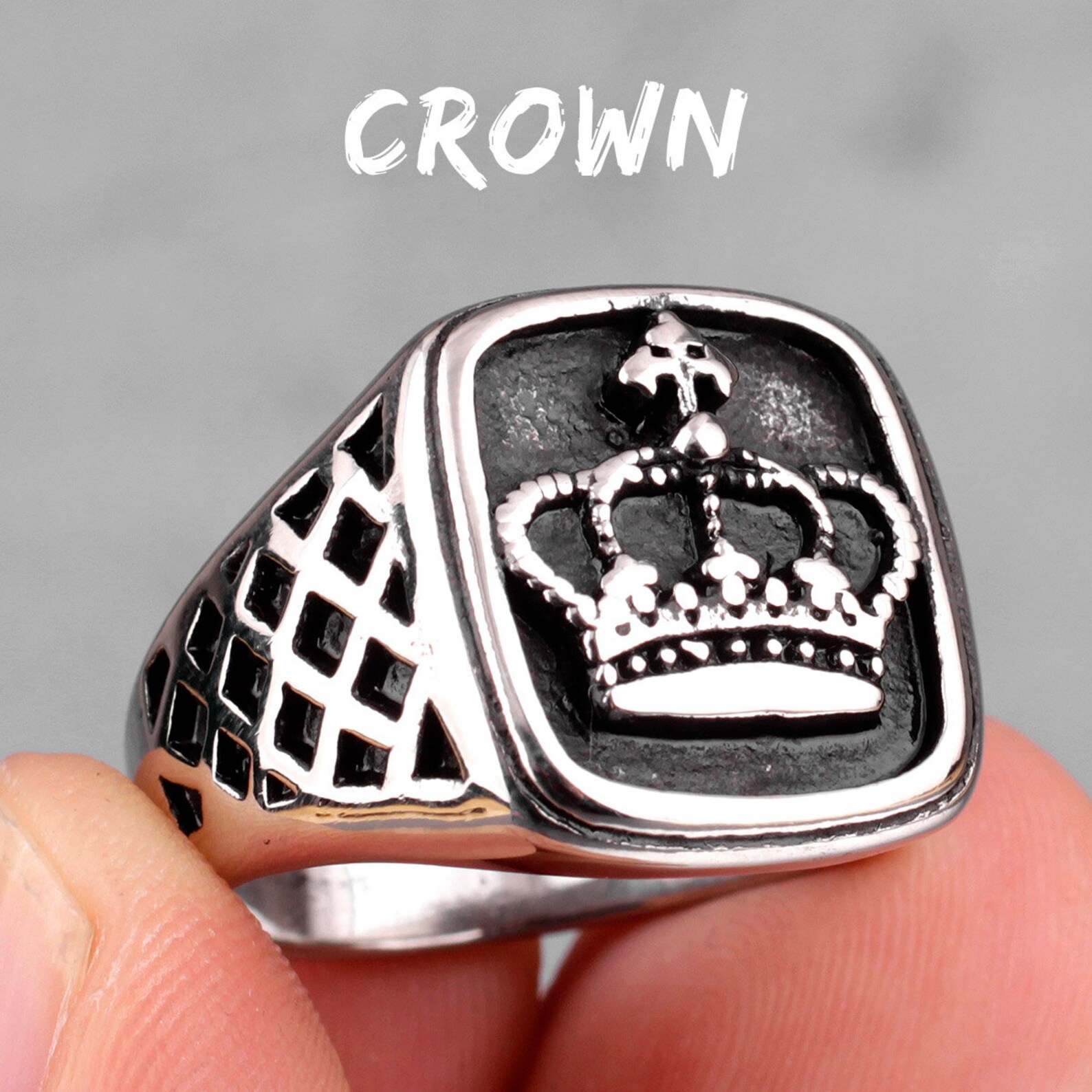 Stainless Steel Crown Ring. Men's Ring. of the Etsy