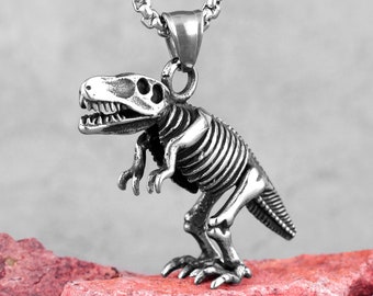 Punk Dinosaurier Skeleton Schädel Bone T-Rex Halskette Kette LegierunRSDE