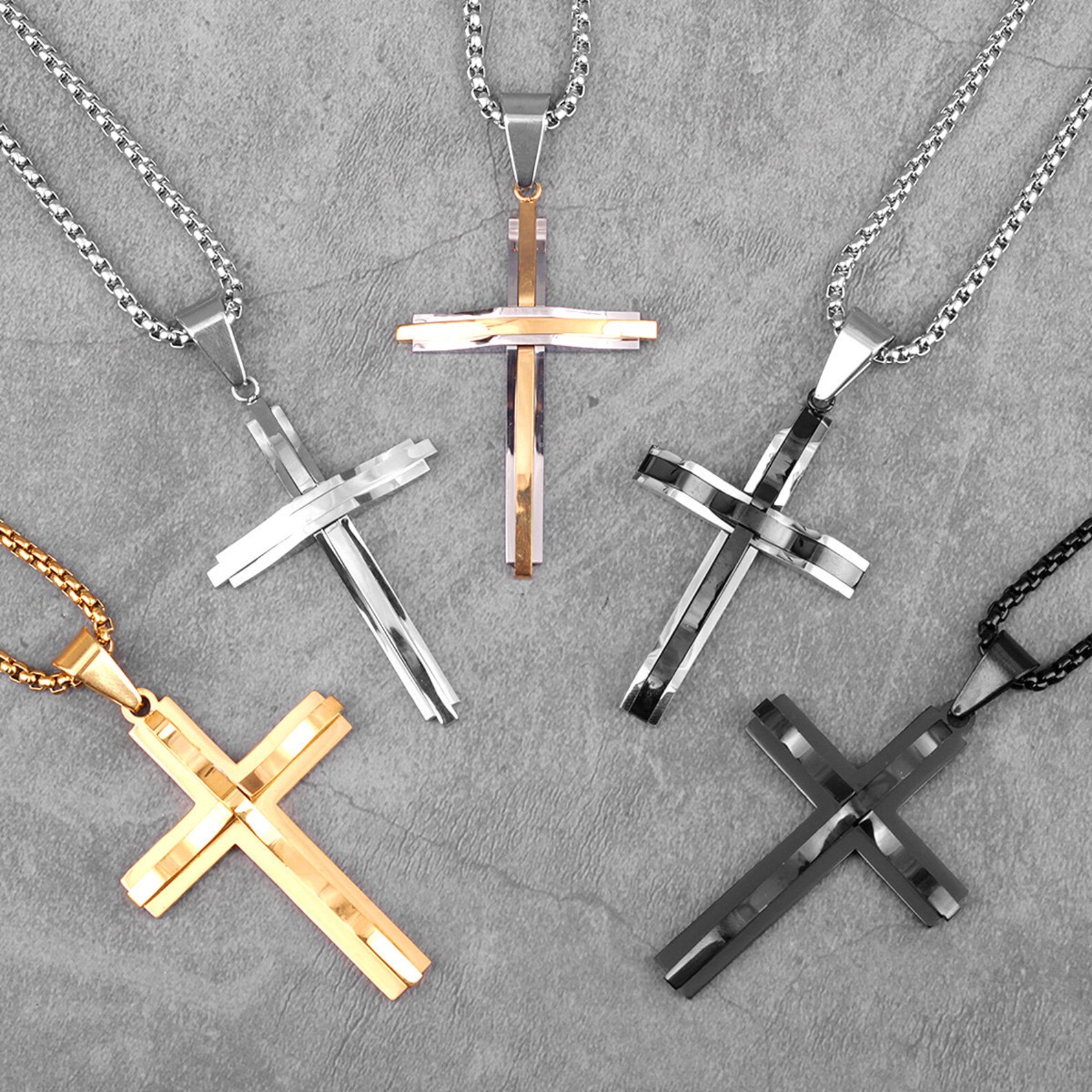 Men's Cross Necklace. Stainless Steel Cross Pendant. Cross Etsy