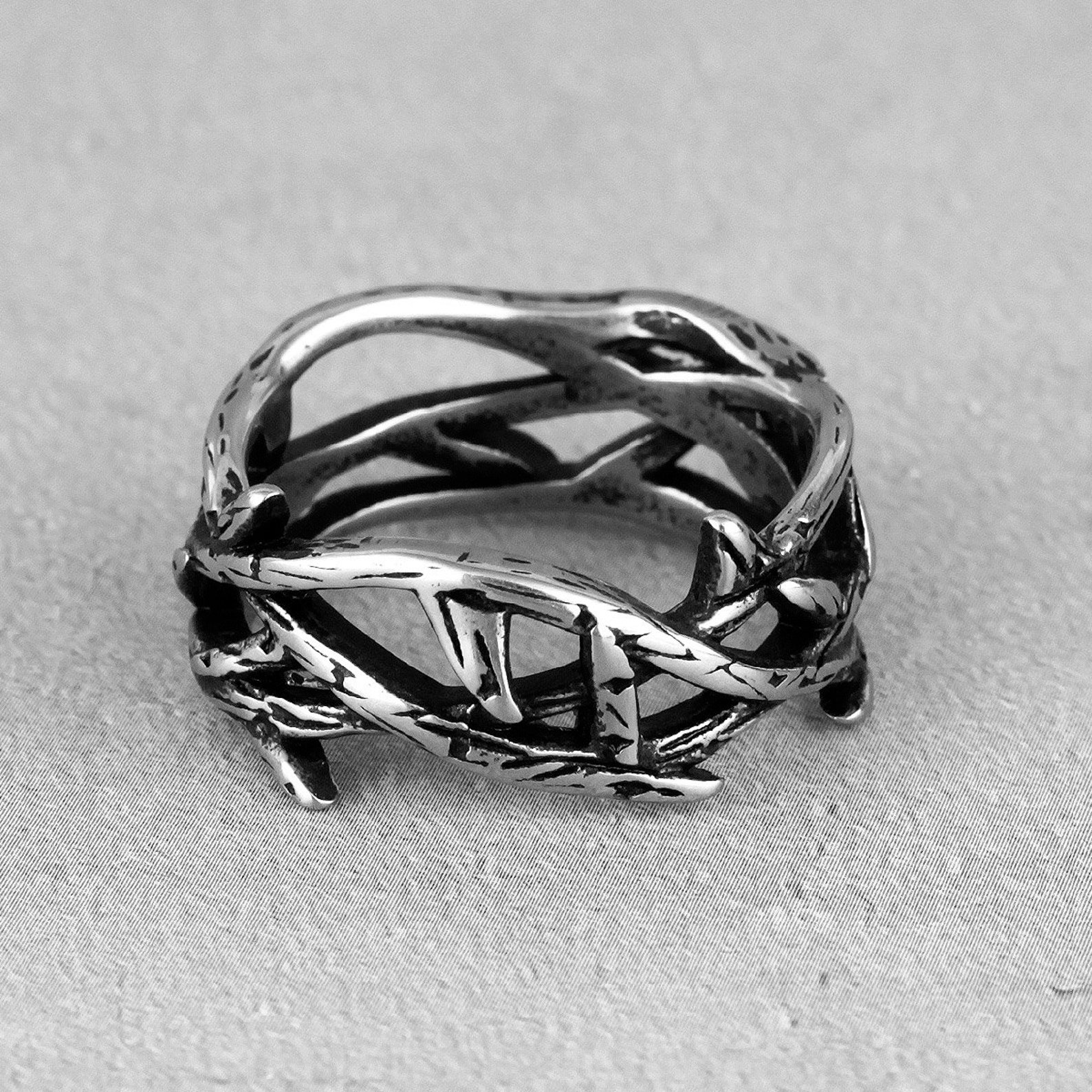 Thorns Ring. Stainless Steel Thorn Crown Ring. Blackthorn Etsy