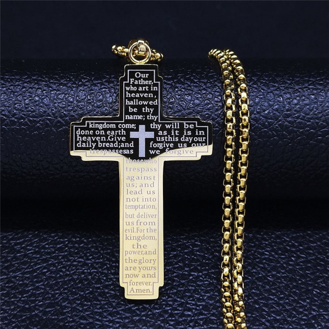 Lords prayer necklace stainless steel serenity prayer cross etsy