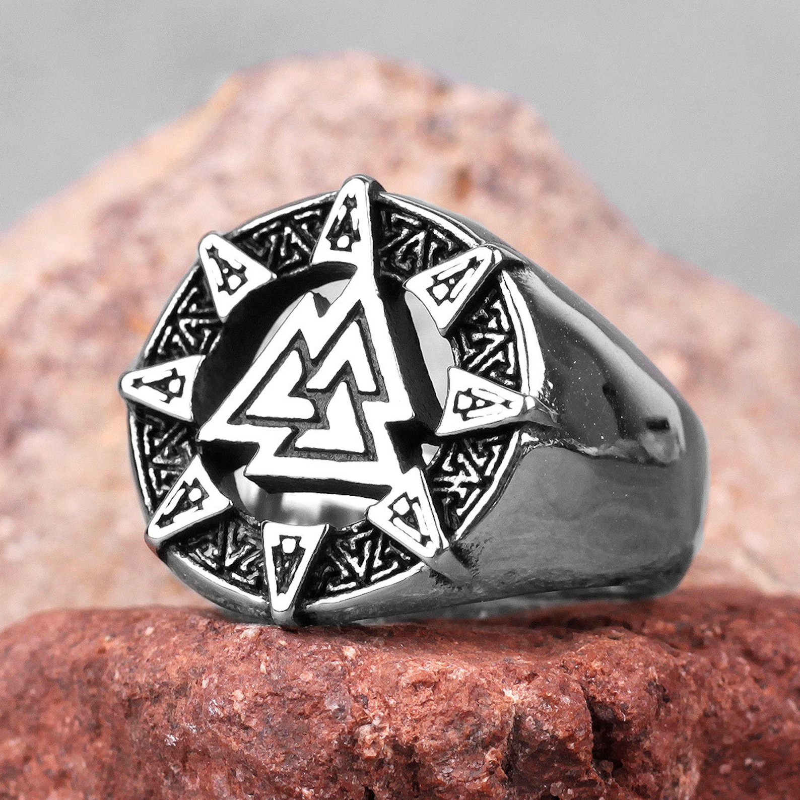 Viking Valknut Ring. Valknut Symbols Signet. Stainless Steel. | Etsy