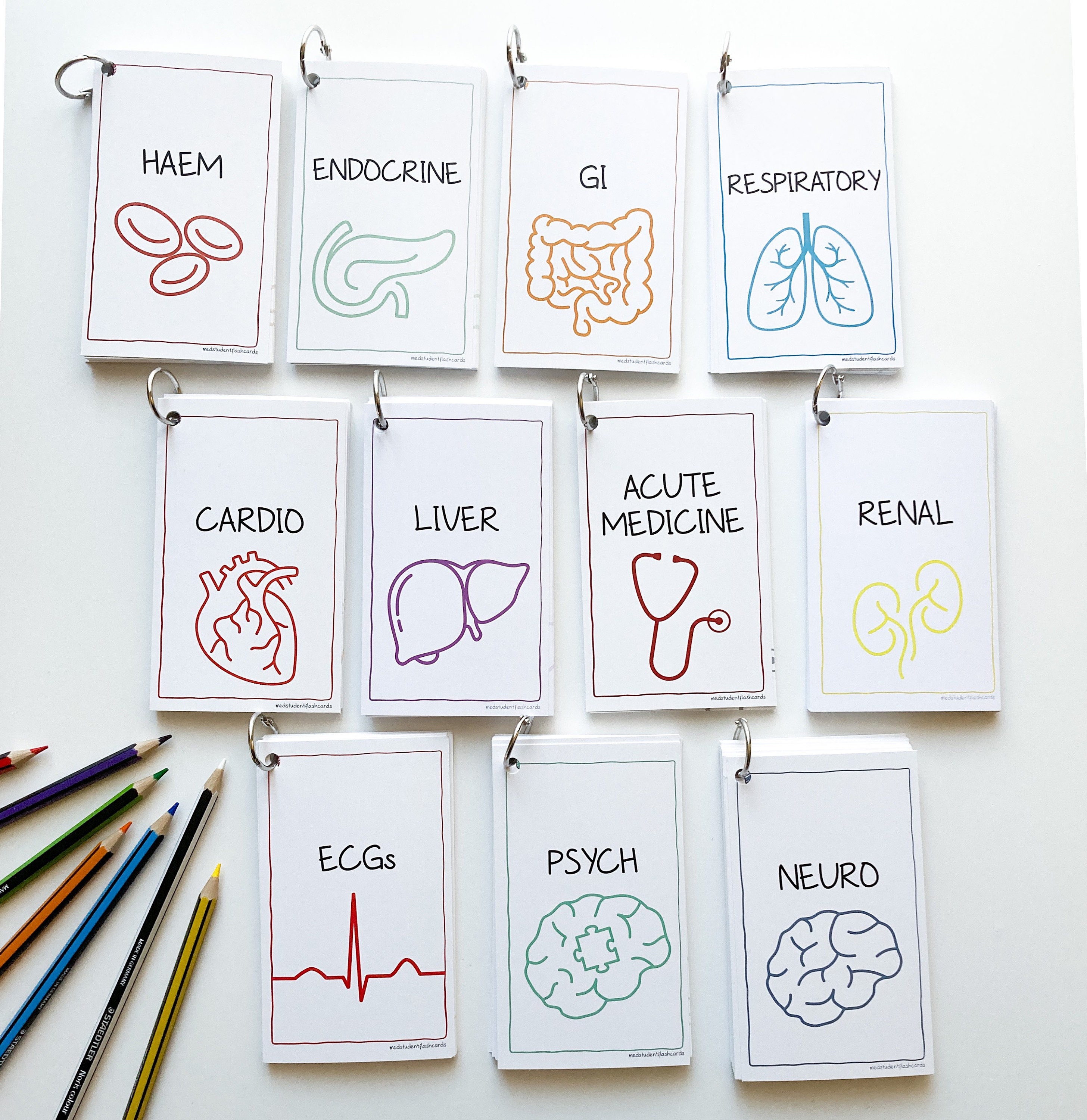 Medicine study flashcards bundle Etsy