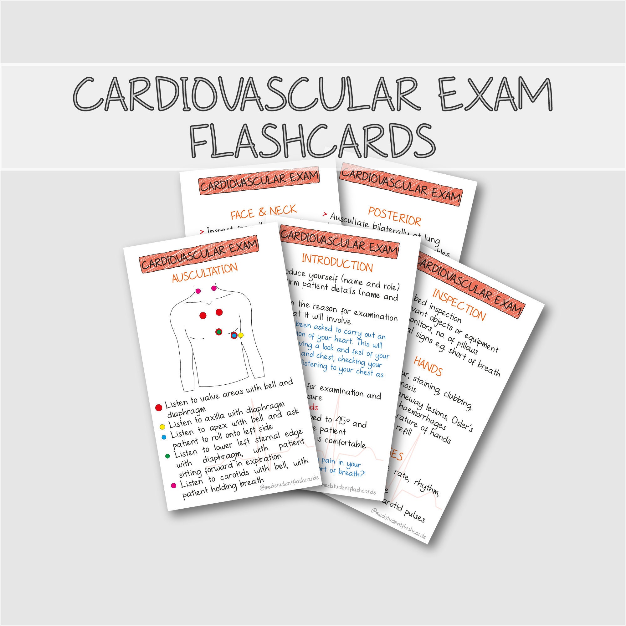 Osce Card Cardiovascular Examination osce/clinical Exam PDF - Etsy UK