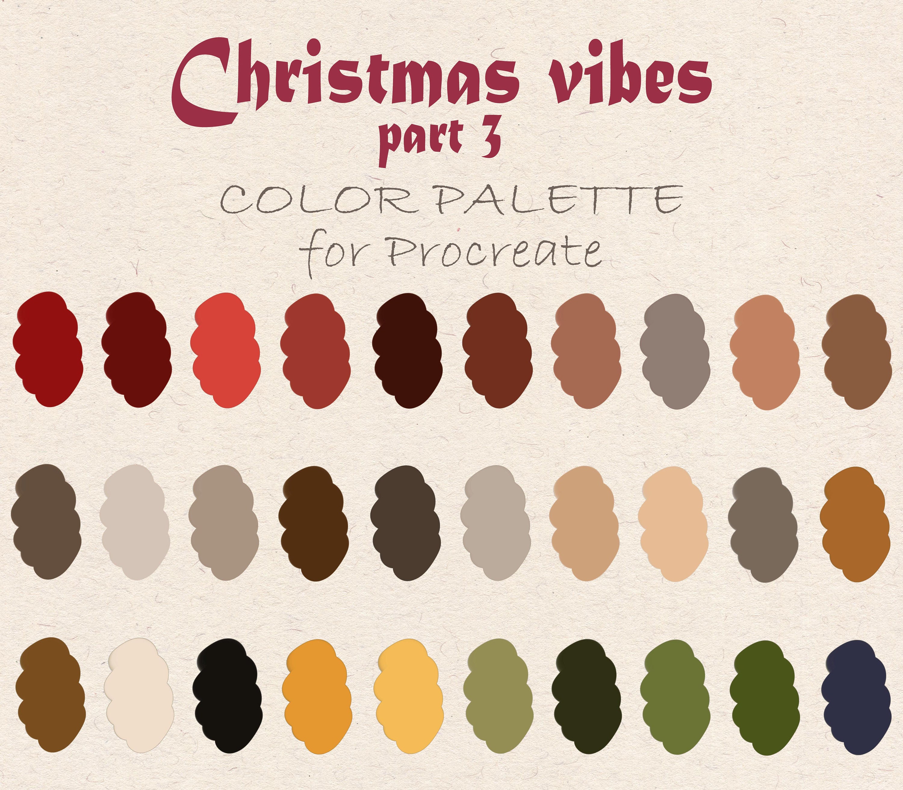 Procreate Christmas Color Palette Color Swatches Holiday Etsy