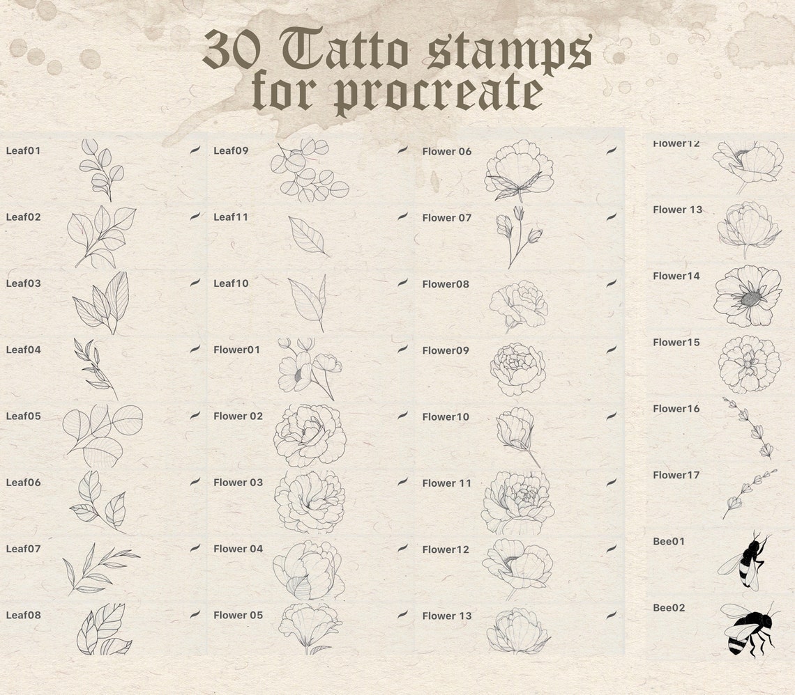Procreate Pinsel Tattoo Schablone Set Tattoo Brushset Etsy