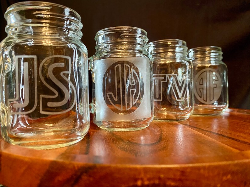 Personalized Etched Mason Jar Shot Glass Etsy