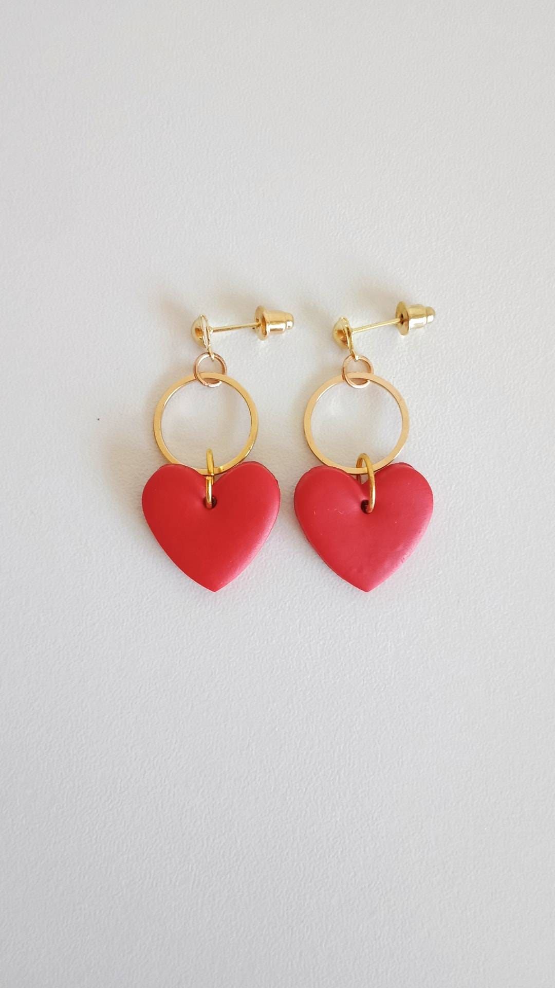 Red Heart Dangle Earrings Red Elegant Earrings For Women | Etsy