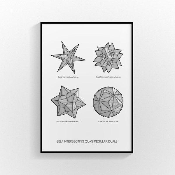 Self Intersecting Quasi Regular Duals - Polyhedra Geometric Print on High Quality Fine Art Paper