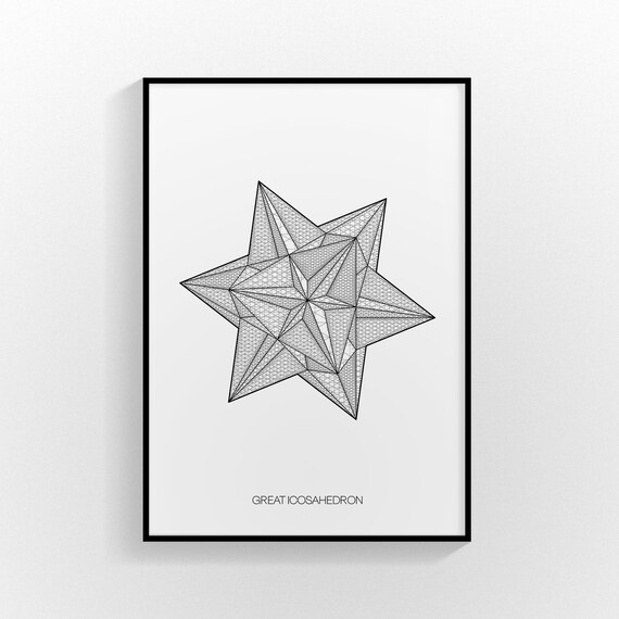 Great Icosahedron Polyhedron Geometric Print on High Quality Fine Art Paper  - Etsy