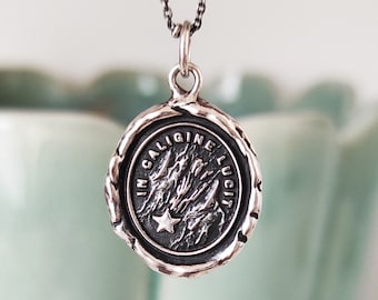 Comet Wax Seal Necklace Pendant, Handmade Sterling Silver, Intaglio Seal Heirloom Original Design by LilianeTing LT047