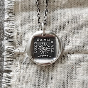 Solid Silver Sun Pendant Necklace: Handmade Wax Seal Charm, Liliane Ting Design