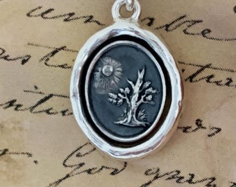 Tree of Resilience Necklace: Solid Silver Wax Seal Pendant, Handmade Talisman, Liliane Ting Design