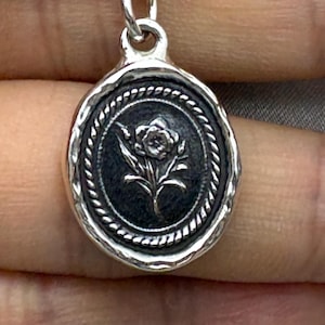 Daffodil Wax Seal Pendant: Handmade Solid Silver Flower Necklace, Liliane Ting Design