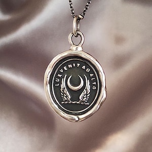 Winged Crescent Moon Solid Silver Necklace: Celestial Talisman Jewelry, Liliane Ting Design