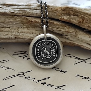 Handmade Solid Silver Dove Pendant Necklace: Wax Seal Amulet, Heirloom Jewelry, Liliane Ting Design