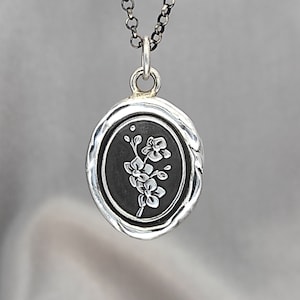 Handmade Solid Silver Orchid Wax Seal Necklace - Botanical Intaglio Pendant, Liliane Ting Design