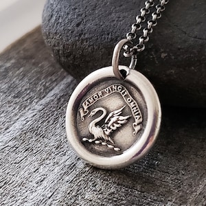 Handmade Solid Silver Swan Wax Seal Necklace: Intaglio Pendant, Liliane Ting Design