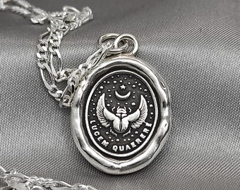 Scarab Beetle Solid Silver Necklace: Celestial Wax Seal Talisman, Liliane Ting Design