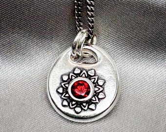 Unique Sunburst Silver Pendant Necklace, Handmade Silver Charm, Original Design by Liliane Ting