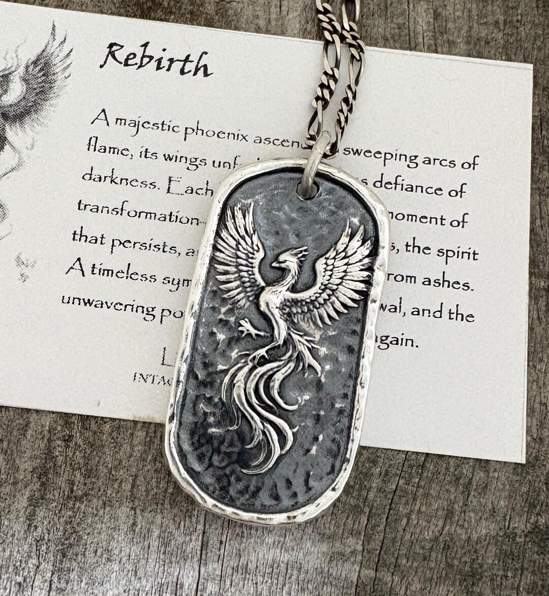 Handcrafted Solid Silver Phoenix Pendant: Rebirth Talisman Necklace ...