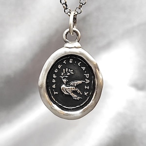 Dove Olive Branch Necklace: Handmade Solid Silver Peace Talisman, Liliane Ting Design