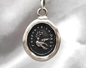 Dove Olive Branch Necklace: Handmade Solid Silver Peace Talisman, Liliane Ting Design
