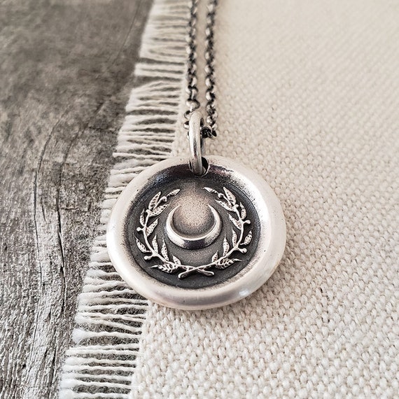 Anchor Wreath Wax Seal Necklace Pendant Handmade 999 Fine Silver Intaglio Seal Original Design by LilianeTing