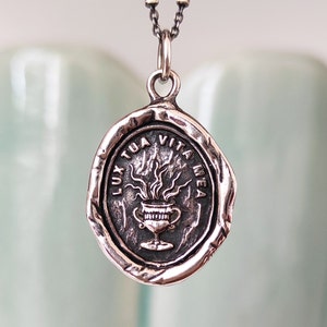Goblet Fire Wax Seal Necklace: Handmade Solid Silver Talisman, Liliane Ting Design