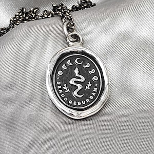 Snake Wax Seal Pendant Necklace: Solid Silver Talisman, Liliane Ting Design