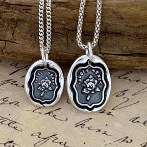 Forget Me Not Flower Necklace: Handmade Solid Silver Wax Seal Charm, Liliane Ting Design