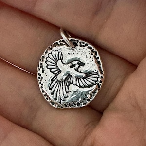Unique Bird in Flight Necklace Pendant, Handmade Silver Jewelry, Original Design by Liliane Ting