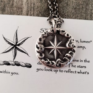 Star Cloud Wax Seal Necklace: Handmade Solid Silver Intaglio Charm, Liliane Ting Design