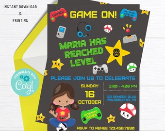 Gaming Invitation, Gaming Invite, Video Game Invitation, Video Game Invite, Gaming Party, Video Game Party, Editable Invite, Printable