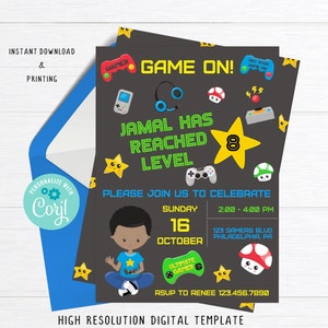 Gaming Invitation, Gaming Invite, Video Game Invitation, Video Game Invite, Gaming Party, Video Game Party, Editable Invite, Printable